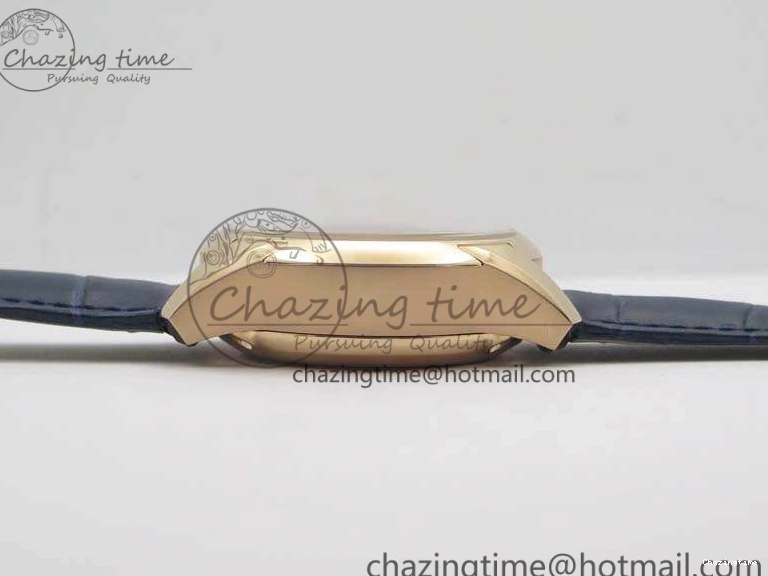 0128 QuickDry De Ville Chronograph RG OMF 1:1 Best Edition Blue Dial On Blue Leather Strap A 8107